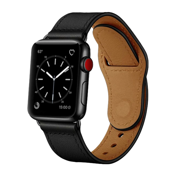Midnight Black Leather Loop | Lederarmband für Apple Watch (Schwarz)