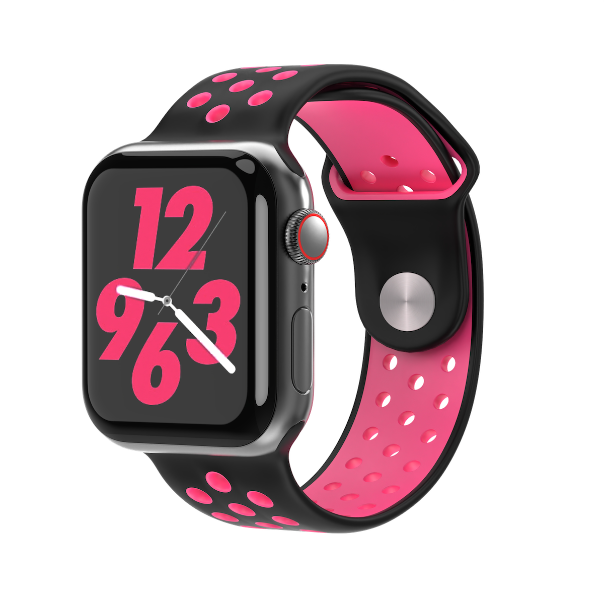 Black/Pink Blast Silikon Loop | Sportbandje voor Apple Watch (zwart)