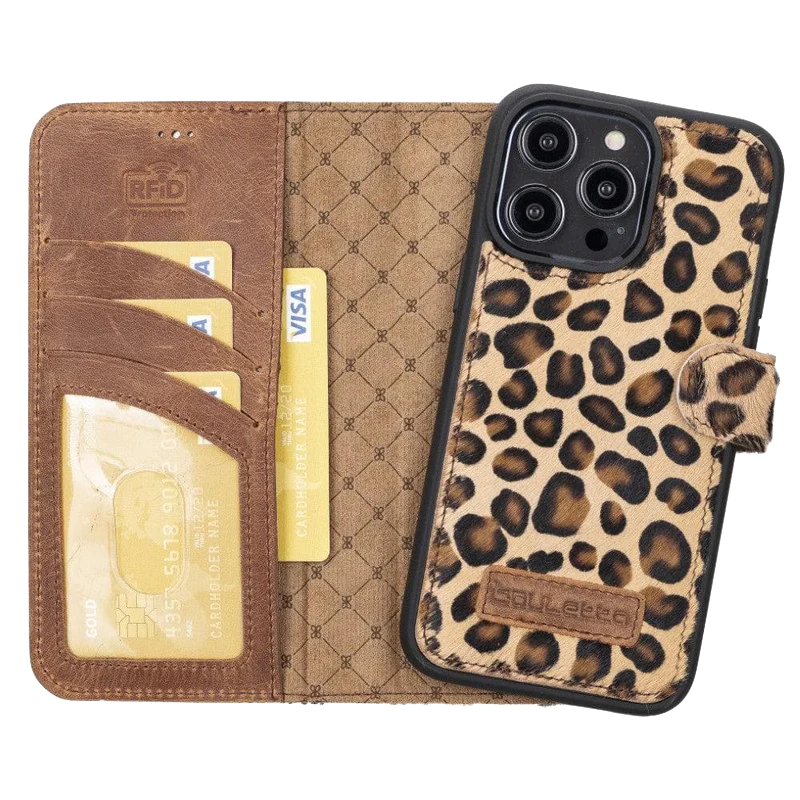 2 in 1 Leopard Leather Flip Case | Handyhülle für iPhone (Mehrfarbig)