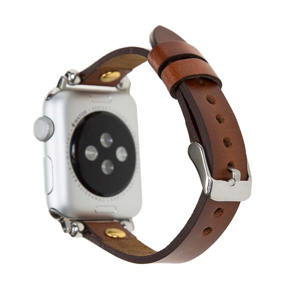 Brown Rivet Petit Slim | Lederarmband für Apple Watch (Braun)-Apple Watch Armbänder kaufen