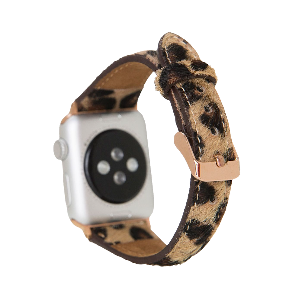 Furry Leopard Slim | Lederarmband für Apple Watch (Mehrfarbig)-Apple Watch Armbänder kaufen