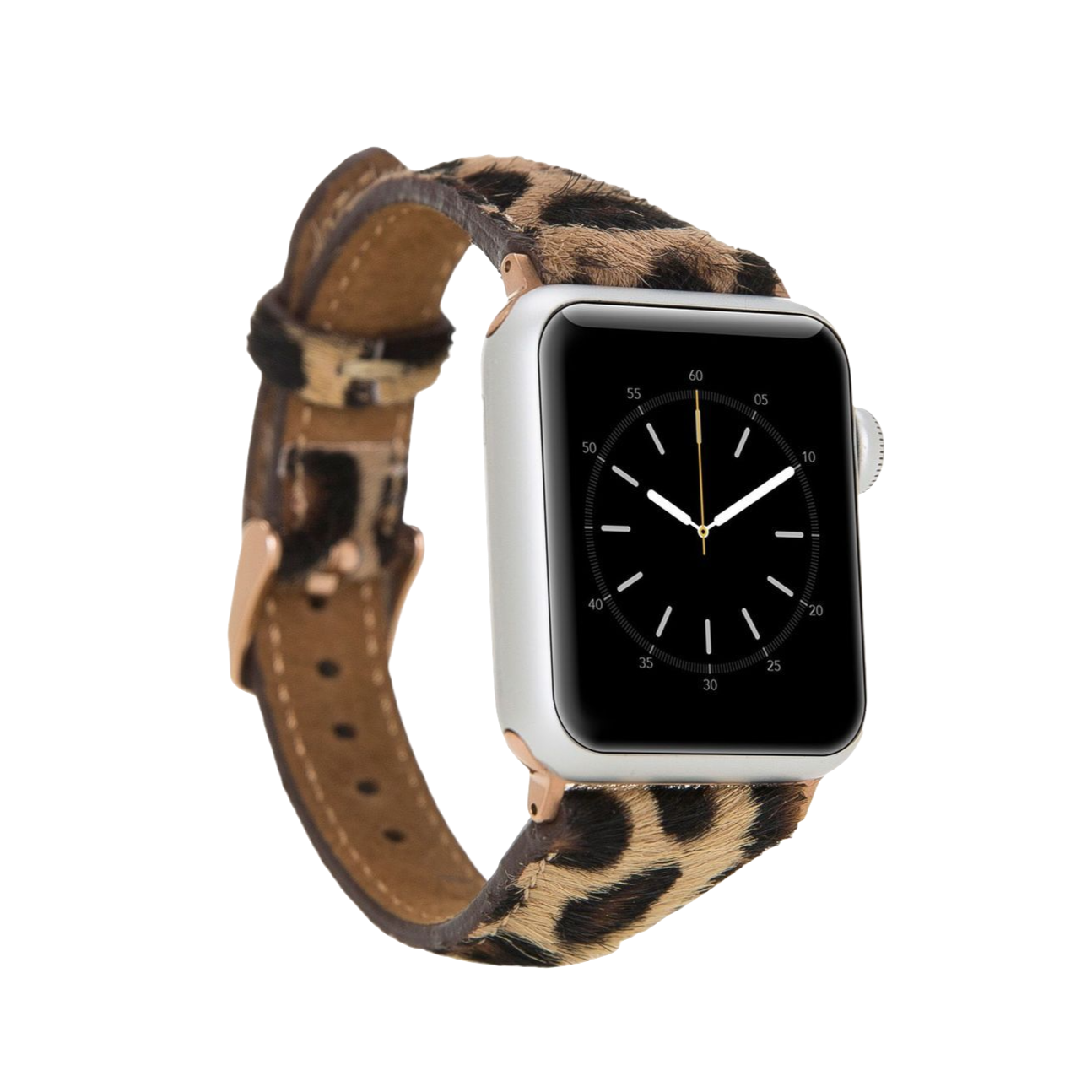 Furry Leopard Slim | Lederarmband für Apple Watch (Mehrfarbig)-Apple Watch Armbänder kaufen