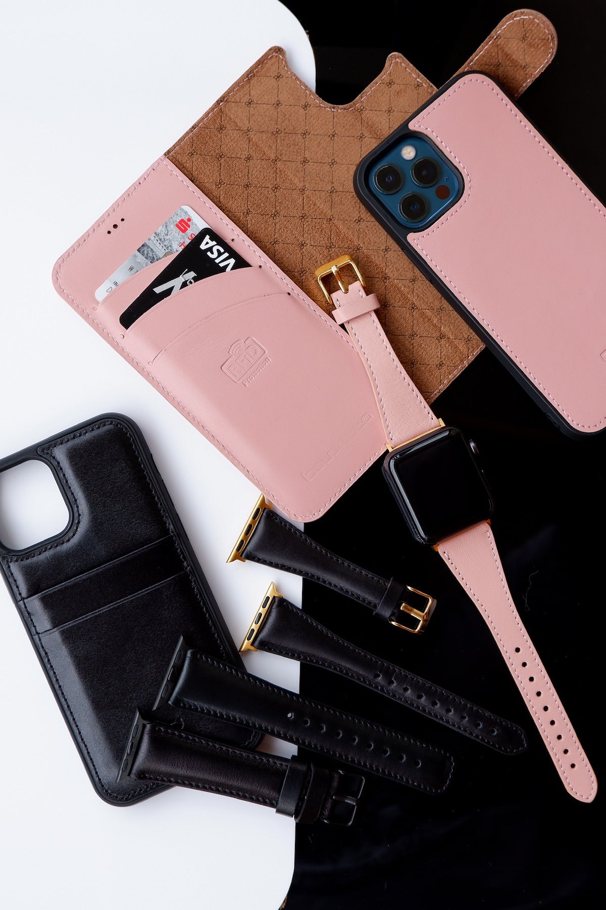 2 in 1 Pink Leather Flip Case | Handyhülle für iPhone (Pink)-Apple Watch Armbänder kaufen