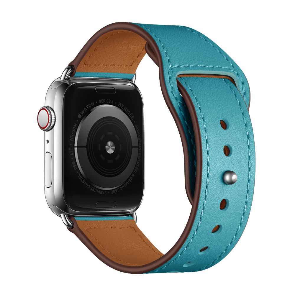 Azur Blue Leather Loop | Lederarmband für Apple Watch (Blau)-Apple Watch Armbänder kaufen #farbe_azur blue