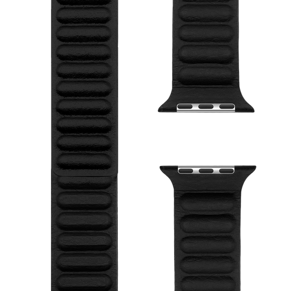 All Black Leather Link| Leren band met eindstuk voor Apple Watch (zwart)