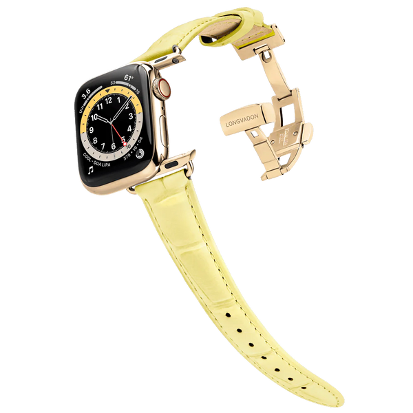 Alligator Lemon für Damen | Geprägtes Lederarmband für Apple Watch (Gelb)