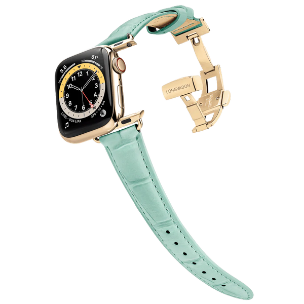 Alligator Mint voor Damen | armband van leer voor Apple Watch (Groen)