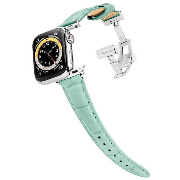 Alligator Mint für Damen | Geprägtes Lederarmband für Apple Watch (Grün)