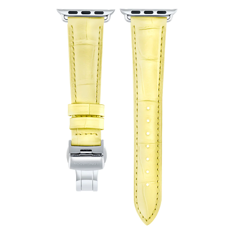 Alligator Lemon für Damen | Geprägtes Lederarmband für Apple Watch (Gelb)-Apple Watch Armbänder kaufen