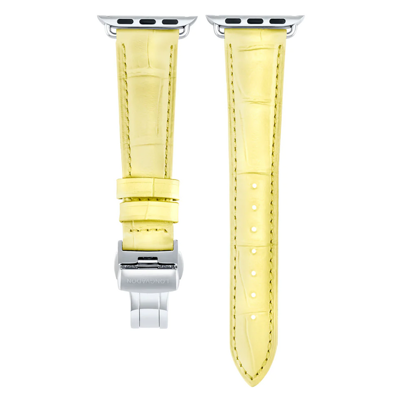 Alligator Lemon für Damen | Geprägtes Lederarmband für Apple Watch (Gelb)