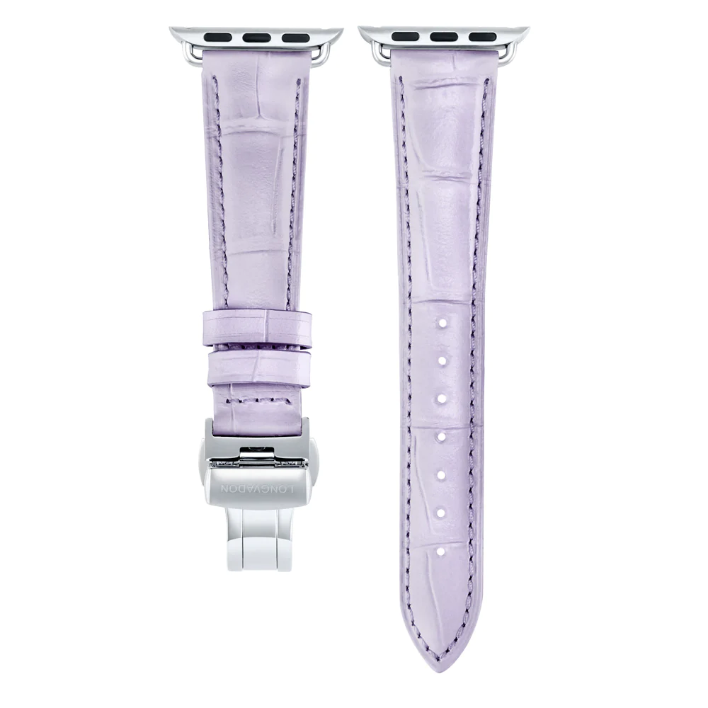 Alligator Lilac für Damen | Geprägtes Lederarmband für Apple Watch (Lila)-Apple Watch Armbänder kaufen