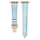 Alligator Sky für Damen | Geprägtes Lederarmband für Apple Watch (Blau)