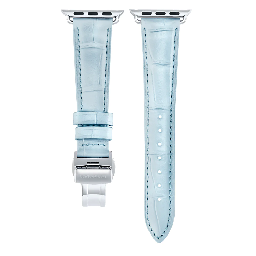 Alligator Sky für Damen | Geprägtes Lederarmband für Apple Watch (Blau)-Apple Watch Armbänder kaufen
