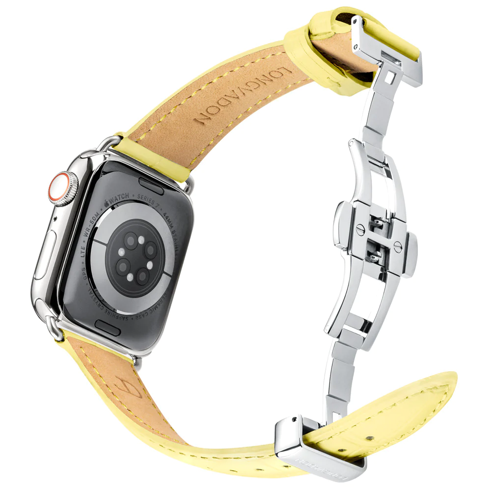 Alligator Lemon für Damen | Geprägtes Lederarmband für Apple Watch (Gelb)-Apple Watch Armbänder kaufen