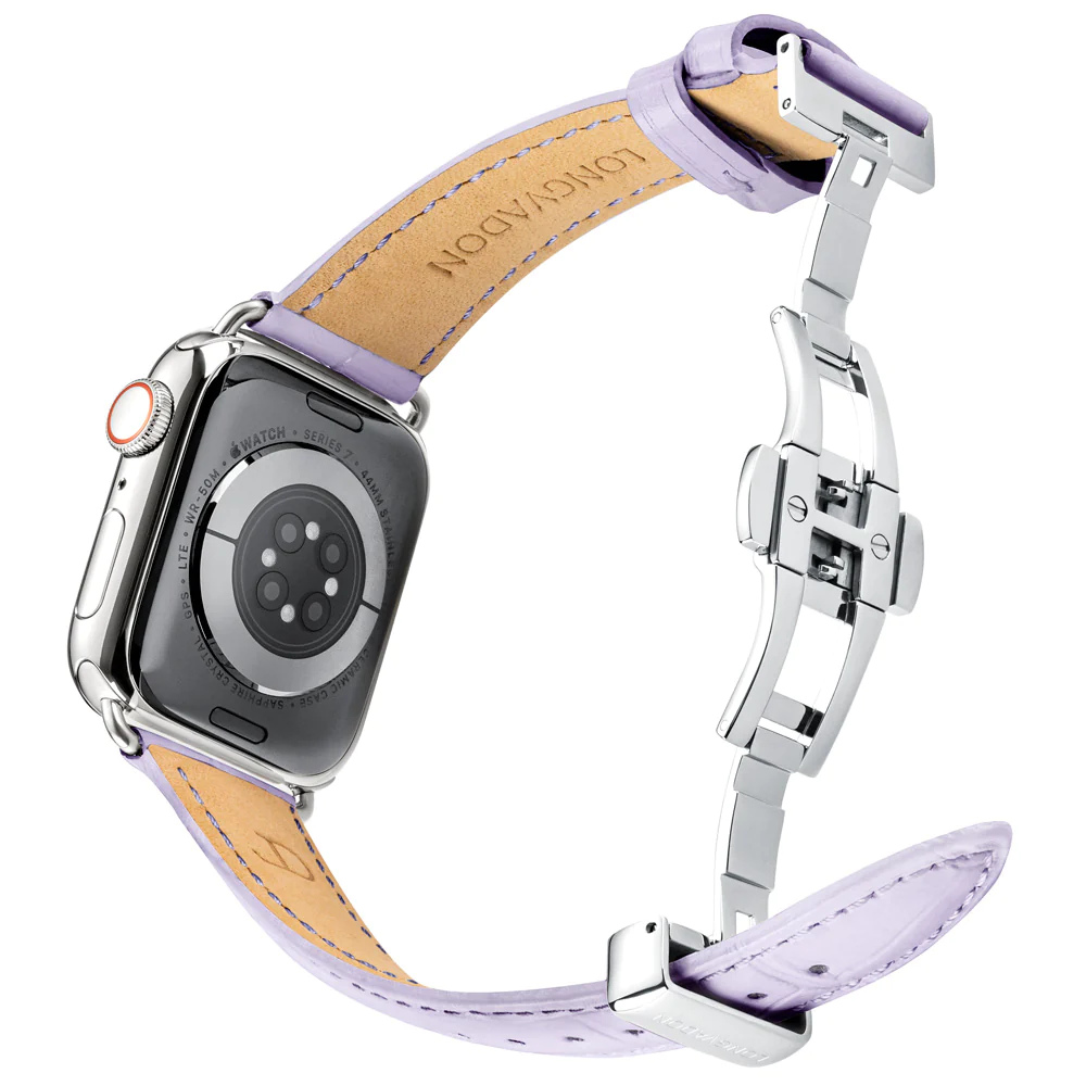 Alligator Lilac für Damen | Geprägtes Lederarmband für Apple Watch (Lila)-Apple Watch Armbänder kaufen
