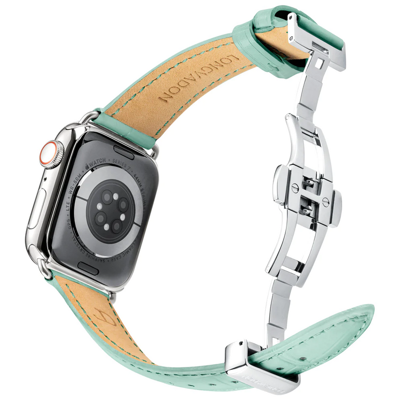 Alligator Mint für Damen | Geprägtes Lederarmband für Apple Watch (Grün)