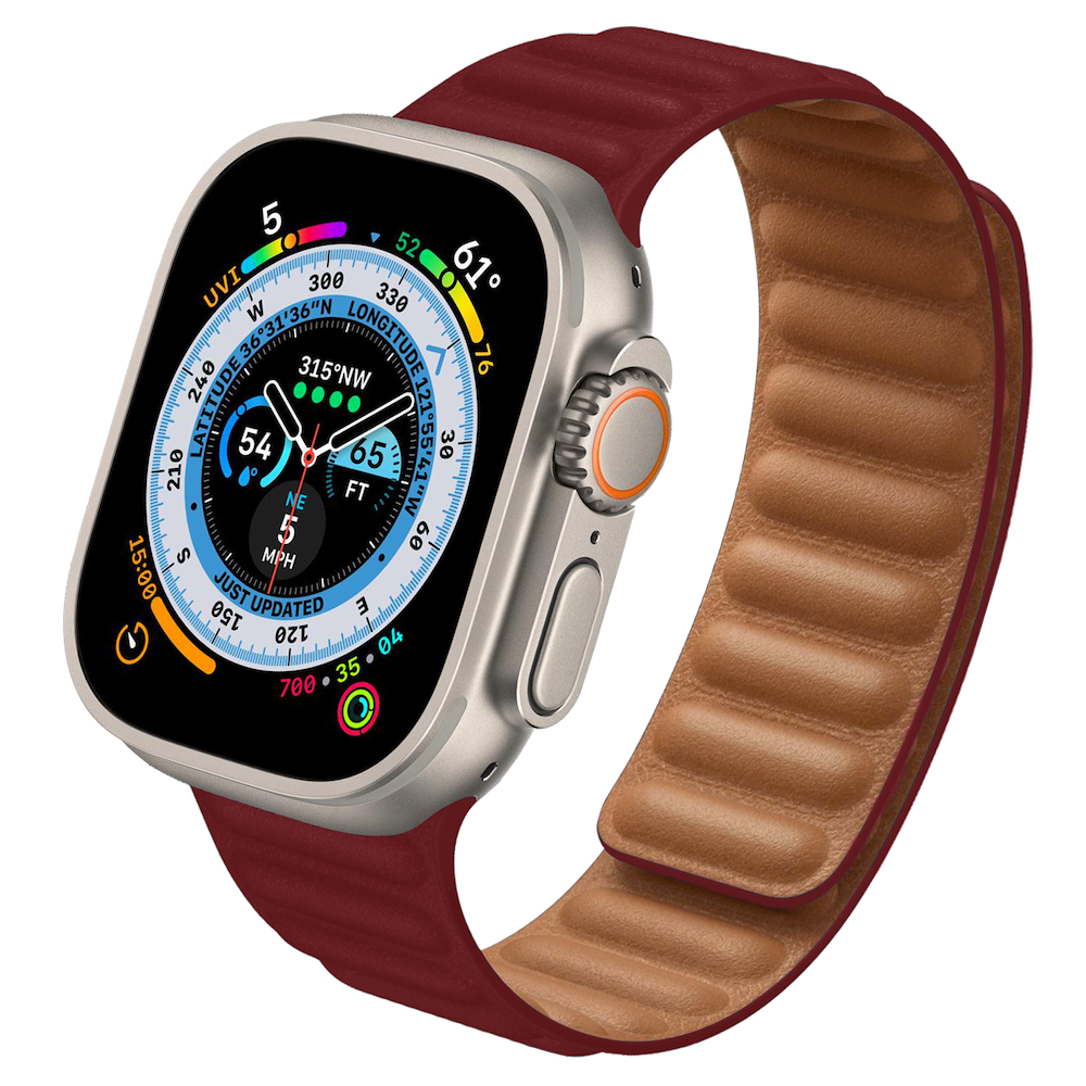 Magnetic Leather, Dull Red Leather Link | Lederarmband mit Endstück für Apple Watch (Rot)-Apple Watch Armbänder kaufen #farbe_dull red