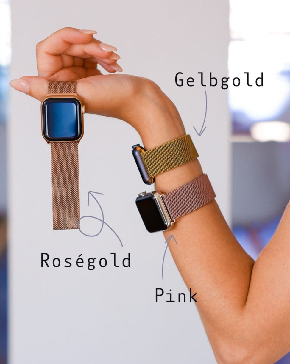 Milanaise Loop Roségold | Edelstahlarmband für Apple Watch (Gold)-Apple Watch Armbänder kaufen #farbe_rosegold