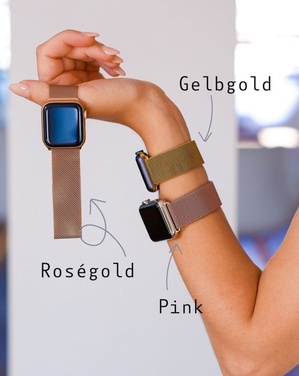 Milanaise Loop Gelbgold | Edelstahlarmband für Apple Watch (Gold)-Apple Watch Armbänder kaufen #farbe_gelbgold