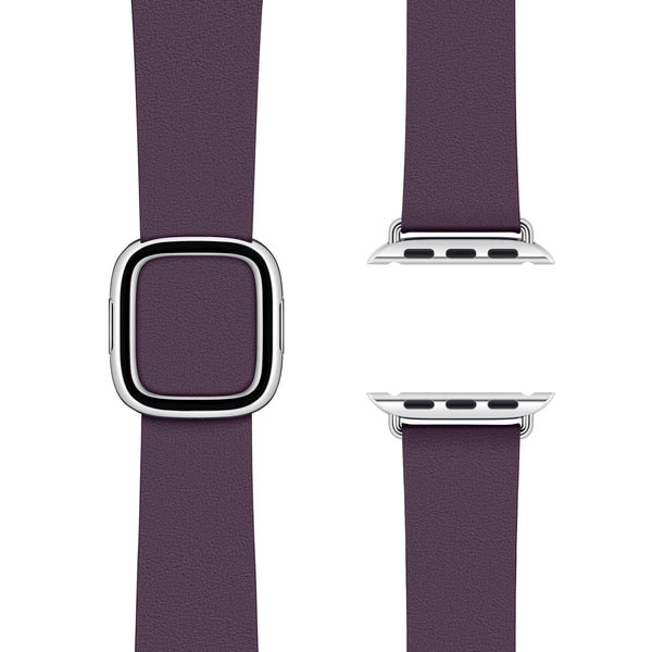 Modern Buckle Aubergine | Modern leren bandje voor Apple Watch (paars)