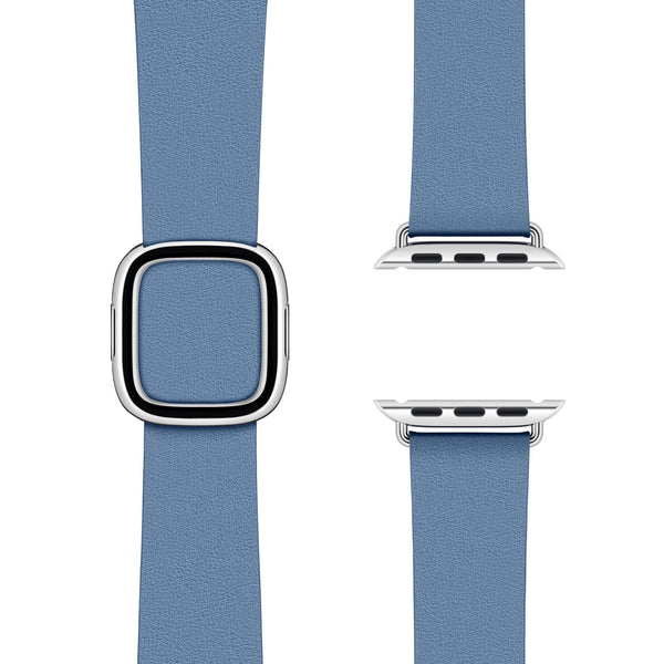 Modern Buckle Cornflower | Modernes Lederarmband für Apple Watch (Blau)