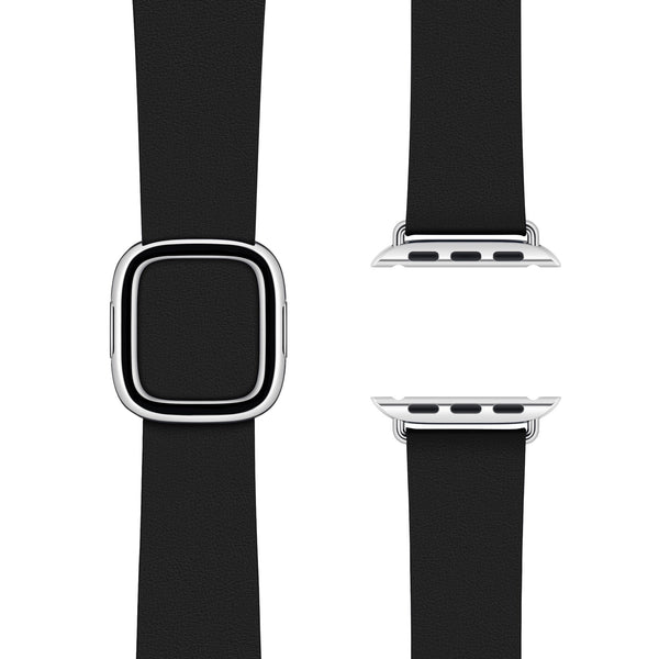 Modern Buckle Midnight | Modernes Lederarmband für Apple Watch (Schwarz)