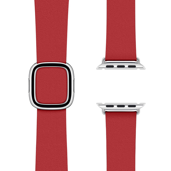 Modern Buckle Peony Red | Modernes Lederarmband für Apple Watch (Rot)