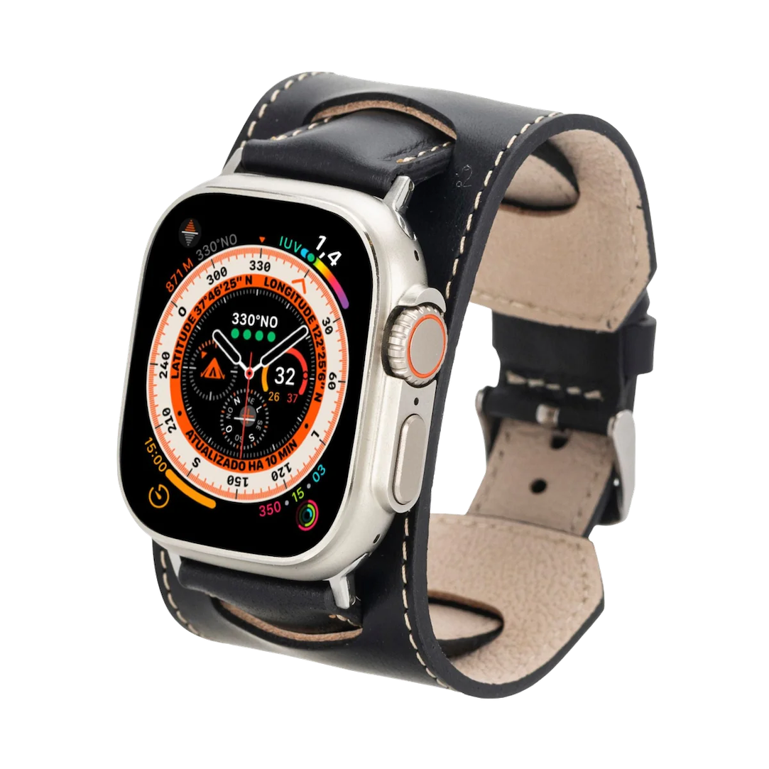 Black Cuff | Lederarmband für Apple Watch (Schwarz)-Apple Watch Armbänder kaufen