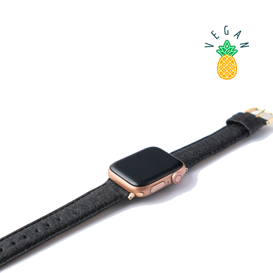 Rough Black - Vegan | Lederarmband aus Ananasfasern für Apple Watch (Schwarz)-Apple Watch Armbänder kaufen