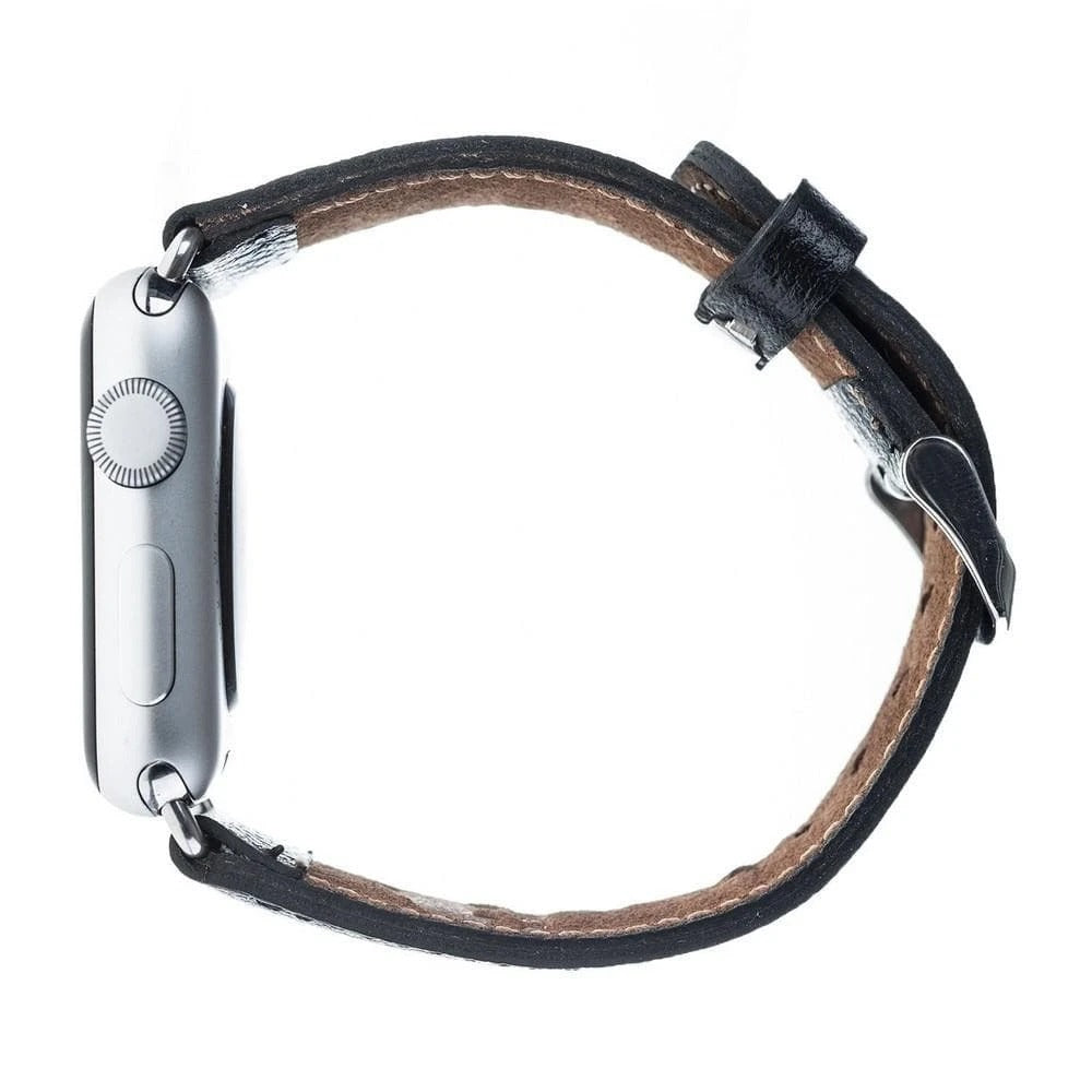 Rustic Black Classic | Lederarmband für Apple Watch (Schwarz)-Apple Watch Armbänder kaufen