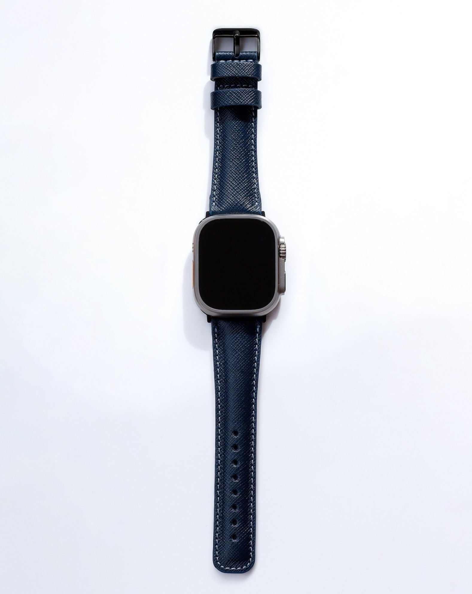 Saffiano Navy Blue Classic | Lederarmband für Apple Watch (Dunkelblau)-Apple Watch Armbänder kaufen