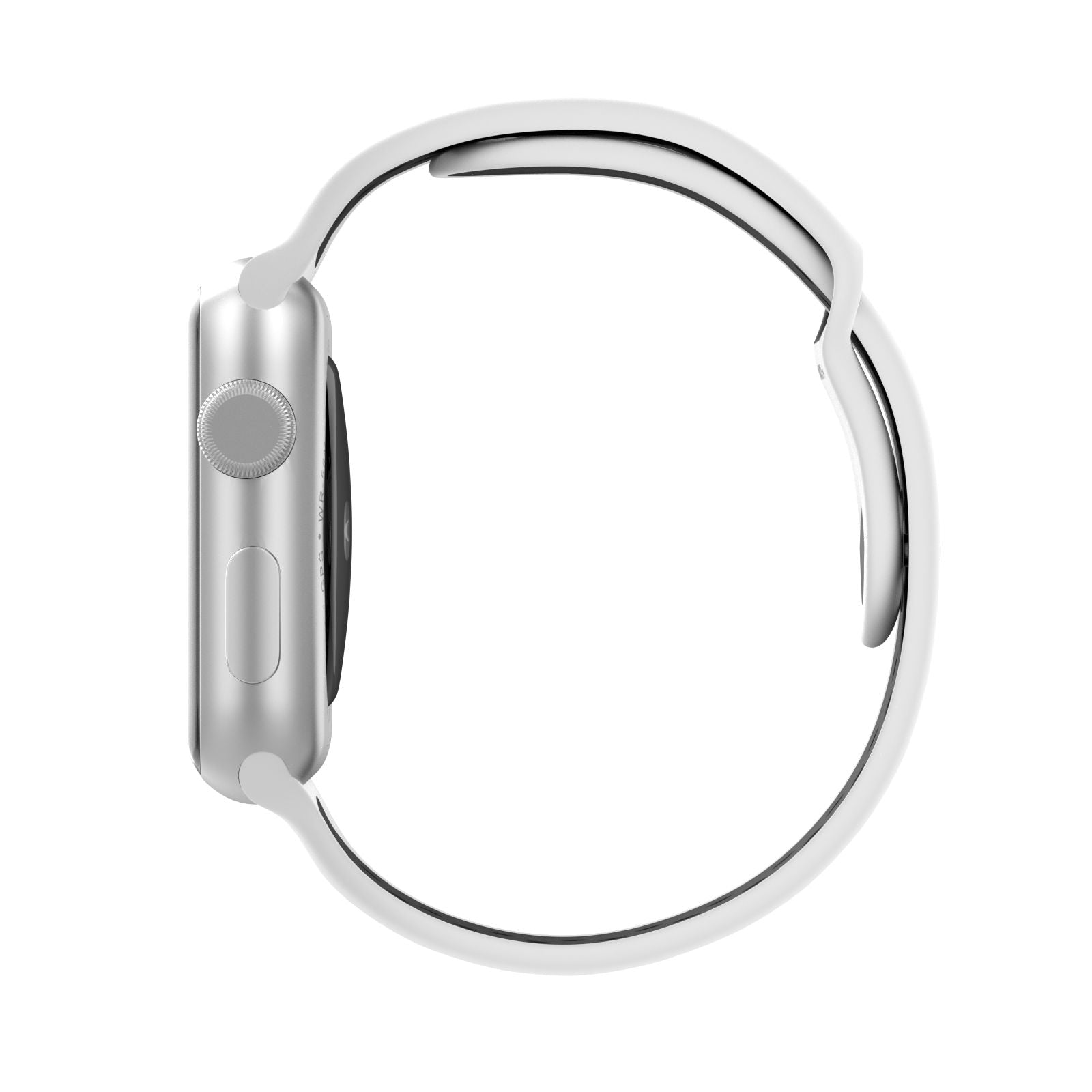 Pure Platinum/Schwarz Silikon Loop | Sportarmband für Apple Watch (Weiß)-Apple Watch Armbänder kaufen #farbe_weiß