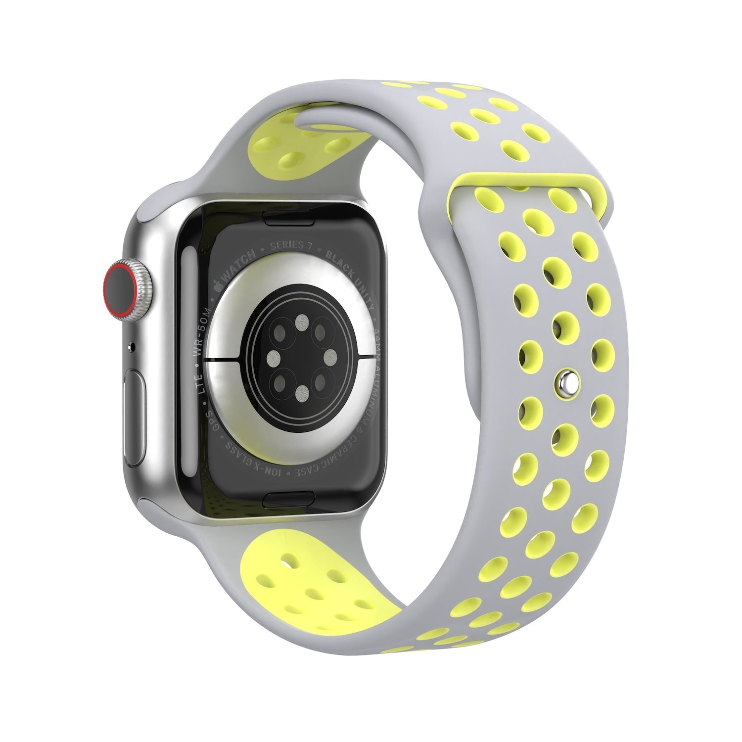 Silver/Volt Silikon Loop | Sportarmband für Apple Watch (Grau)-Apple Watch Armbänder kaufen #farbe_silver/volt