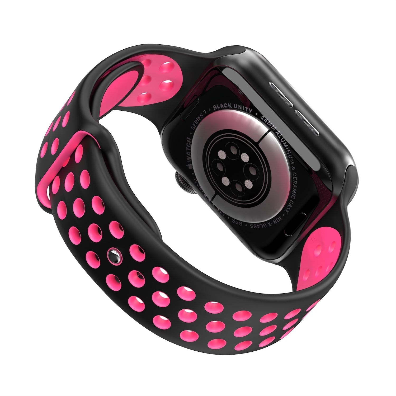 Black/Pink Blast Silikon Loop | Sportarmband für Apple Watch (Schwarz)-Apple Watch Armbänder kaufen #farbe_black/pink blast