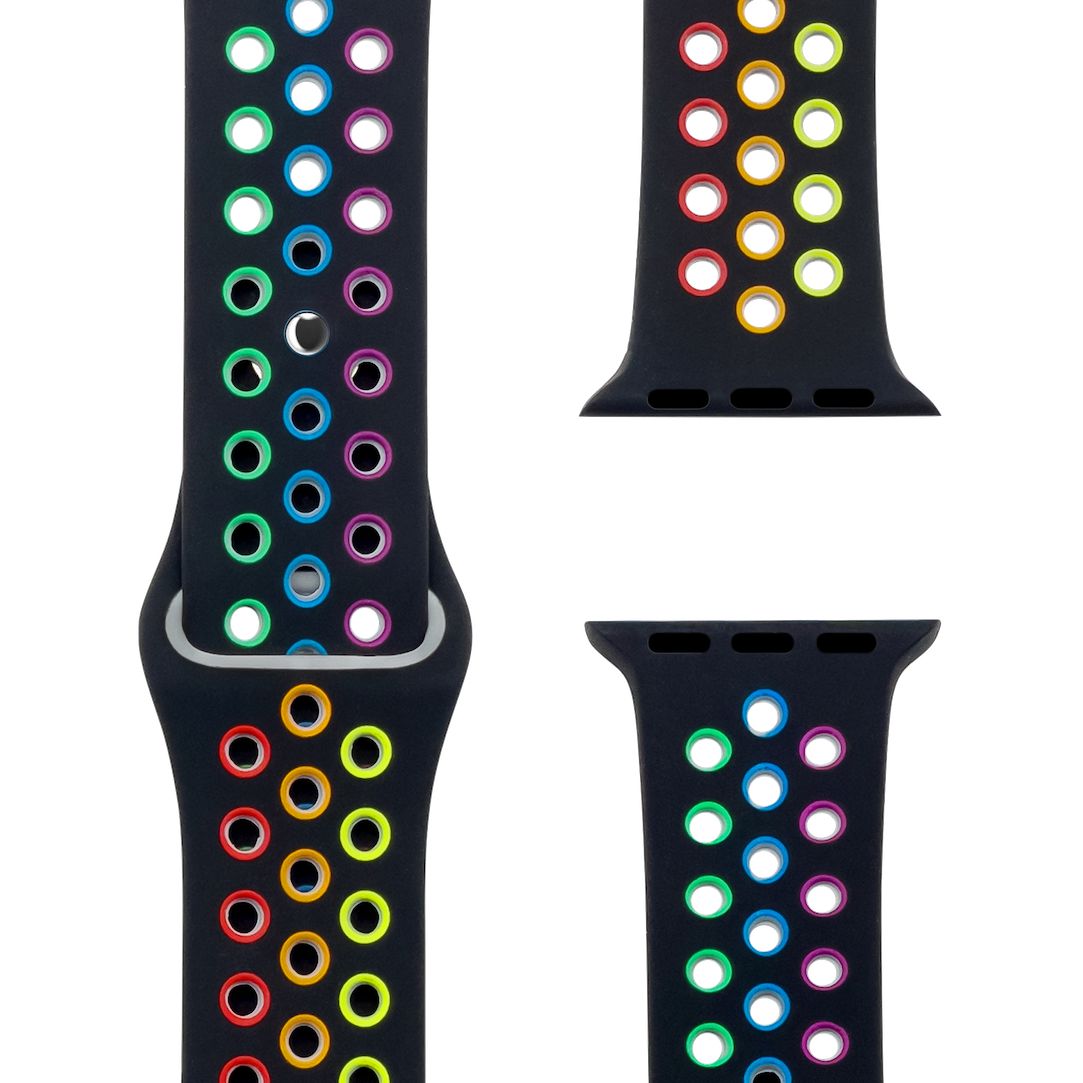 Black Rainbow Silikon Loop | Armband für Apple Watch (Schwarz)-Apple Watch Armbänder kaufen #farbe_black rainbow