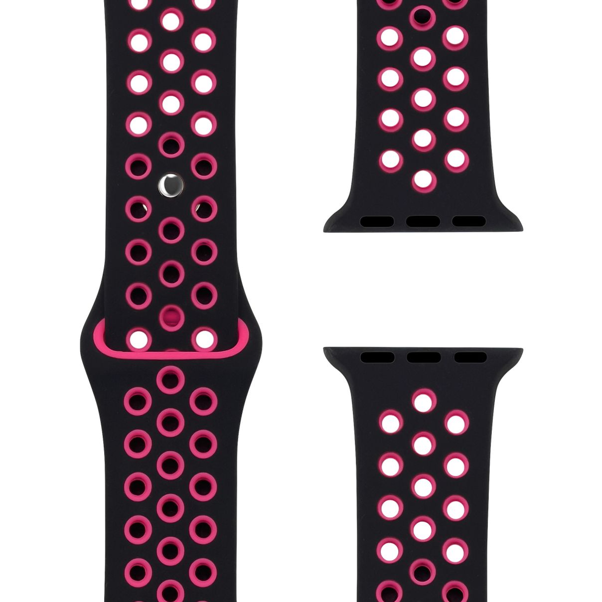 Black/Pink Blast Silikon Loop | Sportarmband für Apple Watch (Schwarz)-Apple Watch Armbänder kaufen #farbe_black/pink blast