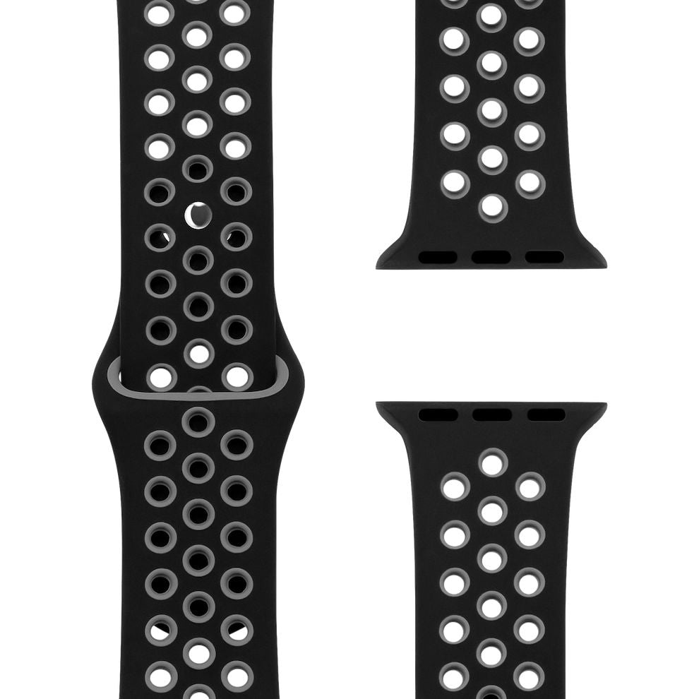 Black/Grey Silikon Loop | Armband für Apple Watch (Schwarz)-Apple Watch Armbänder kaufen #farbe_schwarz/grau
