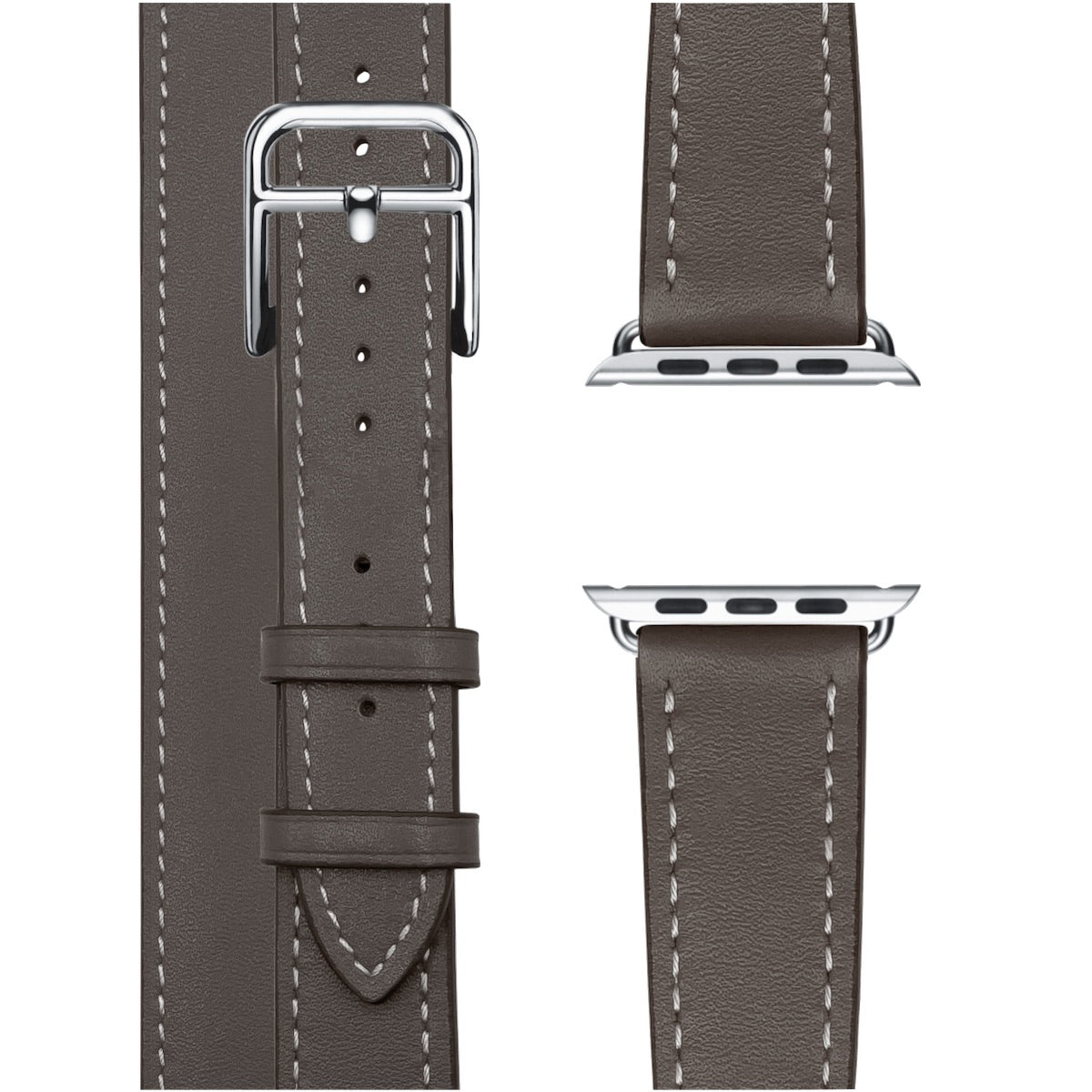 Étoupe Textured Double Trouble Swift | Lederarmband für Apple Watch (Grau)-Apple Watch Armbänder kaufen