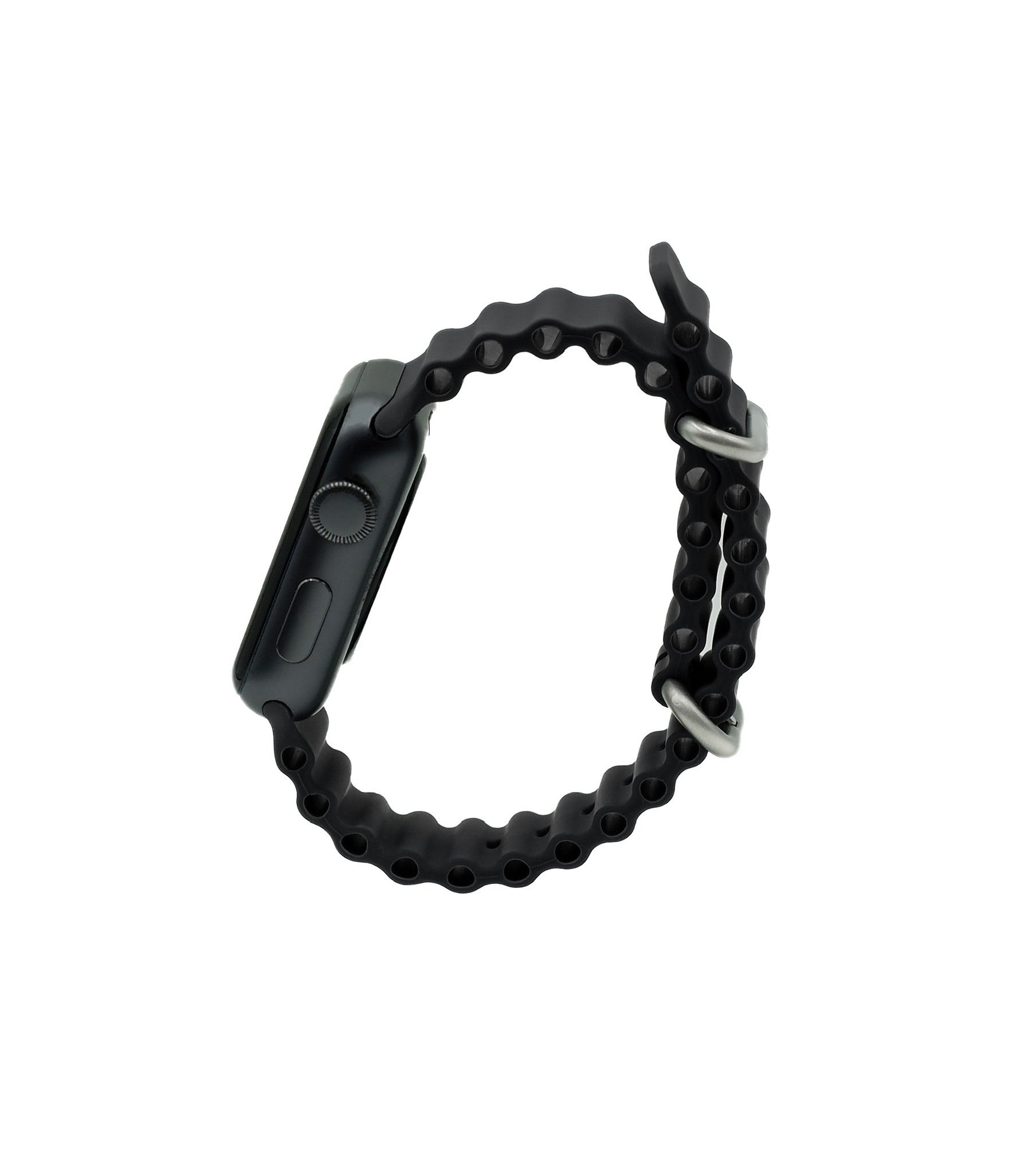 Wave Silikon, Black Ocean Silikon | Sportarmband für Apple Watch Ultra (Schwarz)-Apple Watch Armbänder kaufen #farbe_Schwarz