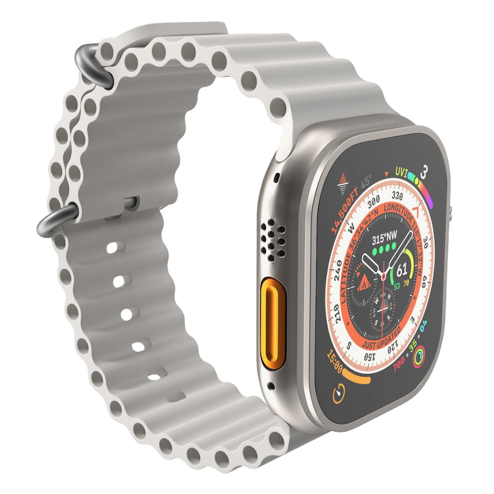 Wave Silikon, White Ocean Silikon | Sportarmband für Apple Watch Ultra (Weiß)-Apple Watch Armbänder kaufen #farbe_Weiß