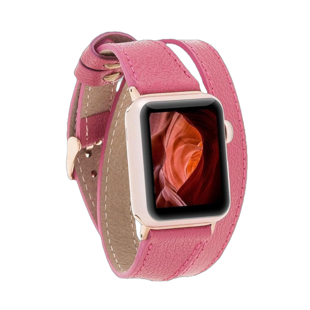 Persian Pink Slim Double Trouble | Lederarmband für Apple Watch (Rosa)-Apple Watch Armbänder kaufen