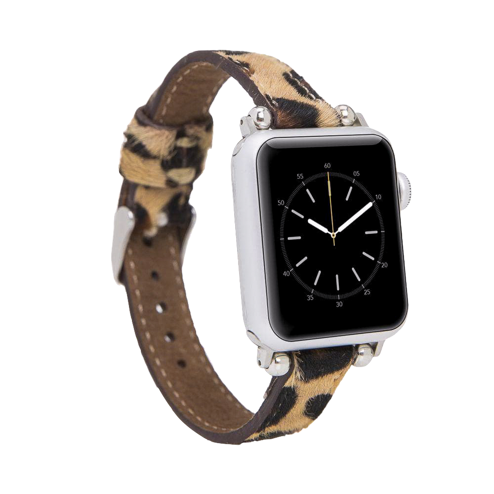 Furry Leopard Petit Slim | Lederarmband für Apple Watch (Mehrfarbig)-Apple Watch Armbänder kaufen