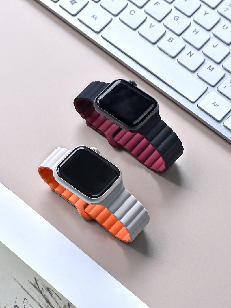 Magnetic Soft Loop Grey Orange | Armband für Apple Watch (Grau)