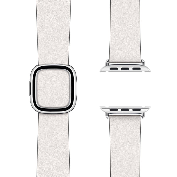 Modern Buckle Chalk | Moderne lederen armband voor Apple Watch (wit)