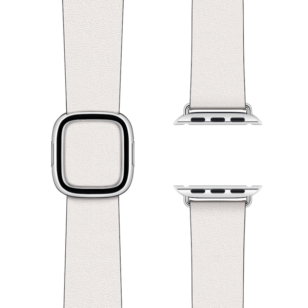 Modern Buckle Chalk | Moderne lederen armband voor Apple Watch (wit)